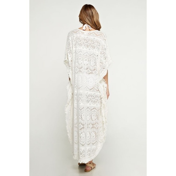 GORGEOUS Long Lace Caftan Tunic Beach Swim Cover - Picture 5 of 8
